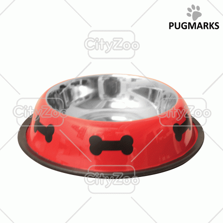 CHÉN INOX ĐỎ/HÌNH XƯƠNG PUGMARKS FEEDY