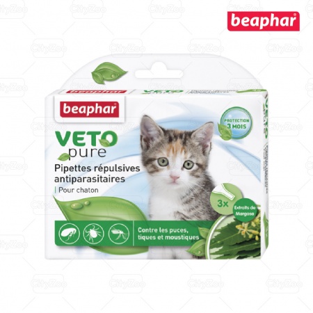 BEAPHAR VETOPURE FLEA&TICK SPOT ON BIO GREEN - NHỎ GÁY NGĂN NGỪA VE CHO MÈO CON