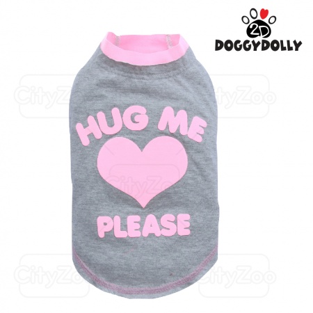 DOGGYDOLLY Cat - Áo Hug Me xám hồng cho mèo