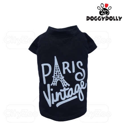 DOGGYDOLLY Summer - Áo thun Paris Vintage đen